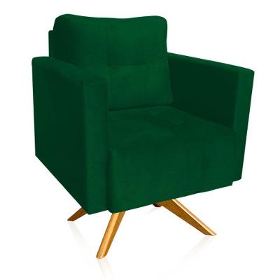 Poltrona Giratória Livia Suede Verde Base De Madeira Ma30 - D'rossi