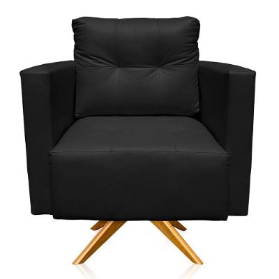 Kit 2 Poltronas Giratória Livia Corino Base De Madeira Ma30 Cor Preto