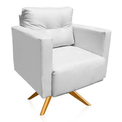 Poltrona Giratória Livia Corino Branco Base De Madeira Ma30 - D'rossi