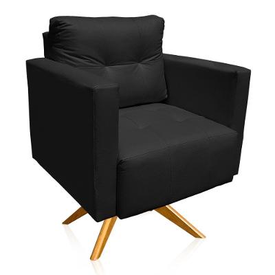 Poltrona Giratória Livia Corino Preto Base De Madeira Ma30 - D'rossi