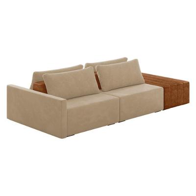 Sofá Ilha 2 Lugares Living 272cm Modulado Lary Veludo Bege K01 - D'rossi