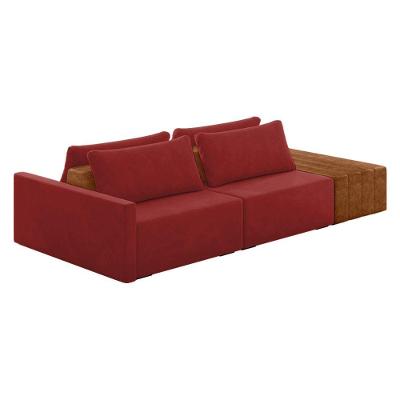 Sofá Ilha 2 Lugares Living 272cm Modulado Lary Veludo K01 Cor Vermelho