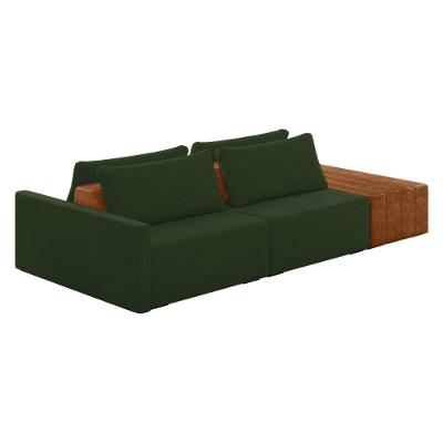Sofá Ilha 2 Lugares Living 252cm Modulado Lary Veludo Verde K01 - D'rossi