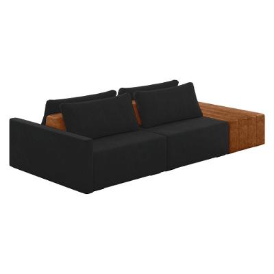Sofá Ilha 2 Lugares Living 252cm Modulado Lary Veludo Preto K01 - D'rossi