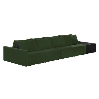 Sofá Ilha 4 Lugares Living 392cm Modulado Lary Veludo Verde Pu Pto K01 - D'rossi