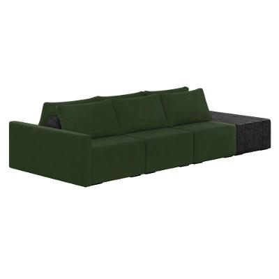 Sofá Ilha 3 Lugares Living 372cm Modulado Lary Veludo Verde Pu Pto K01 - D'rossi