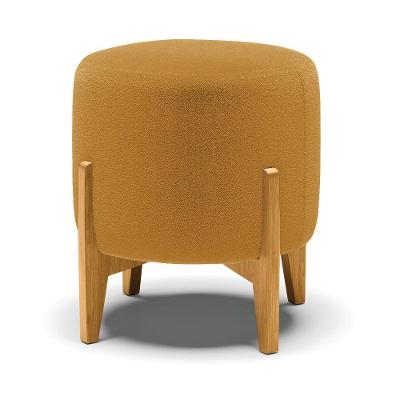 Puff Banqueta Decorativo Base Madeira Stella Bouclê Mostarda P01 - D'rossi