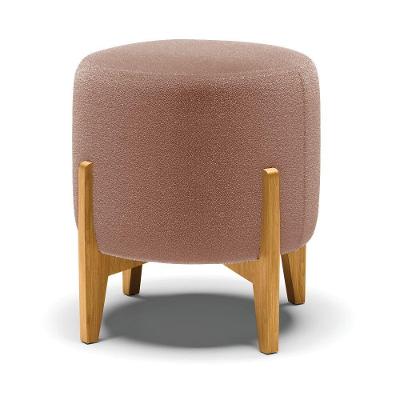 Puff Banqueta Decorativo Base Madeira Stella Bouclê Rosê P01 - D'rossi
