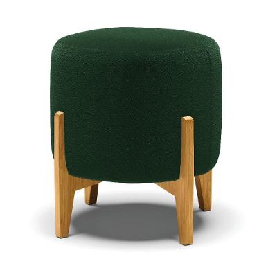 Puff Banqueta Decorativo Base Madeira Stella Bouclê Verde P01 - D'rossi