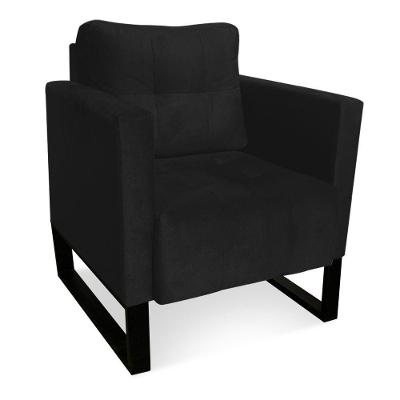 Poltrona Livia Suede Preto Base Industrial Preto - D'rossi