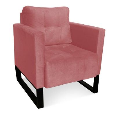 Poltrona Livia Suede Rosê Base Industrial Preto - D'rossi