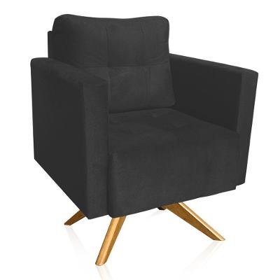 Poltrona Giratória Livia Suede Base De Madeira Ma30 - D'rossi Cor Grafite