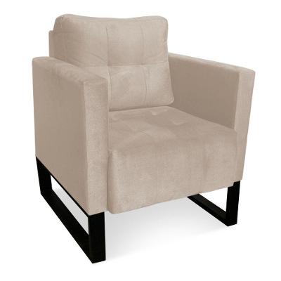 Poltrona Livia Suede Bege Base Industrial Preto - D'rossi