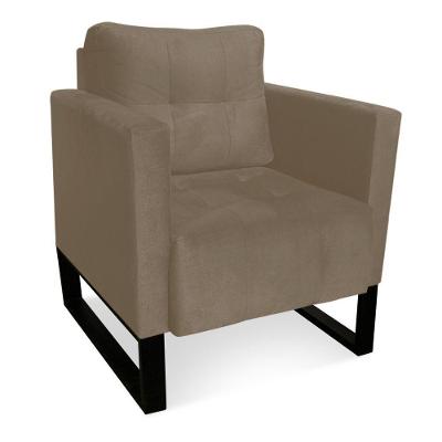Poltrona Livia Suede Marrom Rato Base Industrial Preto - D'rossi
