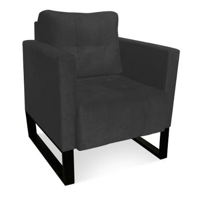Poltrona Livia Suede Grafite Base Industrial Preto - D'rossi