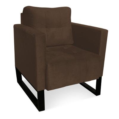 Poltrona Livia Suede Marrom Base Industrial Preto - D'rossi