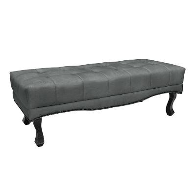 Puff Recamier Retrô Luis Xv Captonê Vicenza 90cm Veludo S04 Cor Cinza