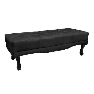 Puff Recamier Retrô Luis Xv Captonê Vicenza 90cm Veludo S04 Cor Preto