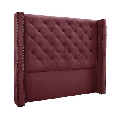 Cabeceira Cama Box Casal 140cm e Recamier Vicenza Veludo S04 Cor Vinho