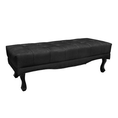 Puff Recamier Retrô Luis Xv Captonê Para Quarto Vicenza 160cm Suede S04 - D'rossi Cor Preto