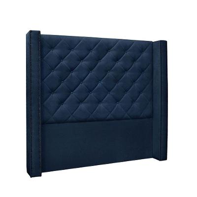 Cabeceira Cama Box Casal 140cm e Recamier Vicenza Suede S04 Cor Azul Marinho