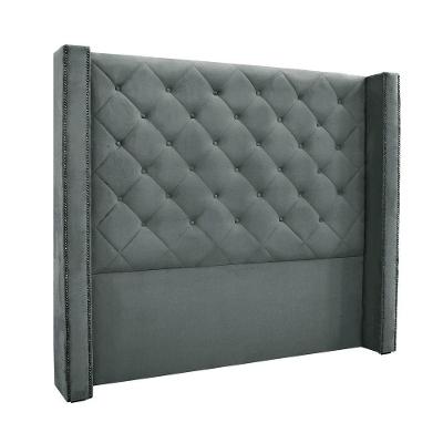 Cabeceira Cama Box Casal 140cm e Recamier Vicenza Veludo S04 Cor Cinza