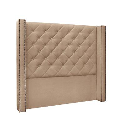 Cabeceira Cama Box Casal 140cm e Recamier Vicenza Suede S04 Cor Bege