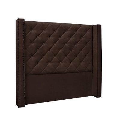Cabeceira Cama Box Casal 140cm e Recamier Vicenza Suede S04 Cor Café