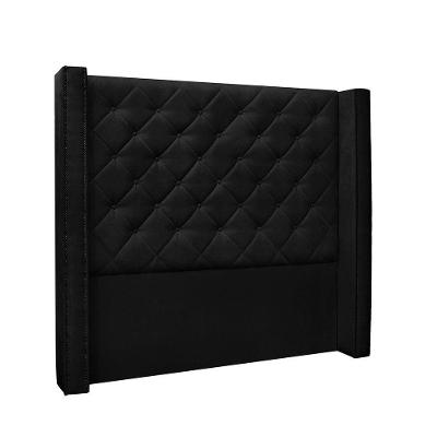 Cabeceira Cama Box Casal 140cm e Recamier Vicenza Suede S04 Cor Preto