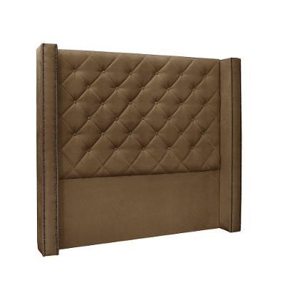 Cabeceira Cama Box Casal 140cm e Recamier Vicenza Suede S04 Cor Caramelo