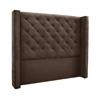 Cabeceira Cama Box Casal 140cm e Recamier Vicenza Veludo S04 Cor Marrom