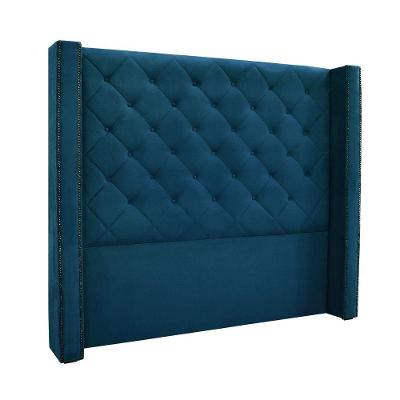Cabeceira Cama Box Solteiro 90cm e Recamier Vicenza Veludo S04 Cor Azul Marinho