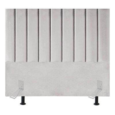 Cabeceira Estofada Cama Casal Box Queen 160 Cm Catarina Veludo E Frame cinza Claro