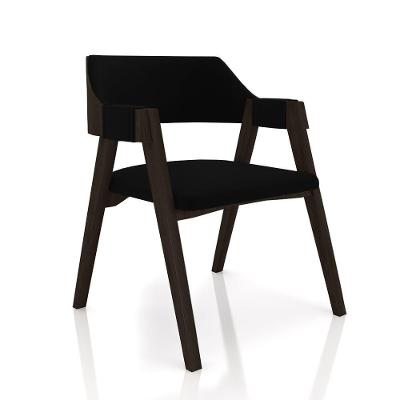 Cadeira Sala De Jantar E Jogos Carteados Madeira Maciça Poker Veludo Preto-capuccino G42 - Gran Belo