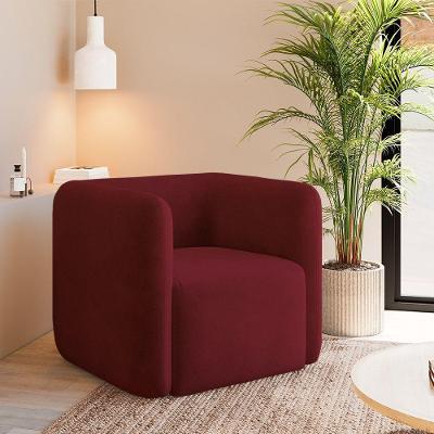 Poltrona Decorativa Sala De Estar Trinidad Base Fixa Veludo Bordô G33 - Gran Belo