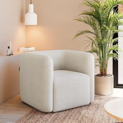 Poltrona Decorativa Sala De Estar Trinidad Base Fixa Bouclê Off White G33 - Gran Belo