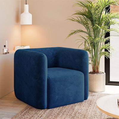 Poltrona Decorativa Sala De Estar Trinidad Base Fixa Veludo Azul Marinho G33 - Gran Belo