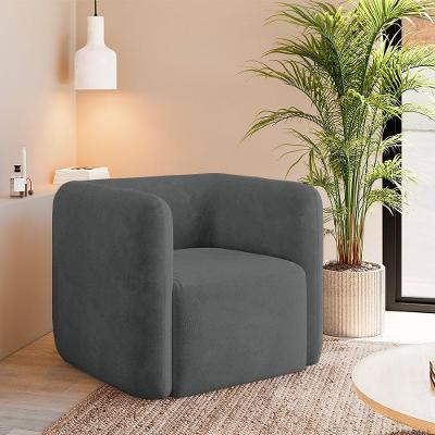 Poltrona Decorativa Sala De Estar Trinidad Base Fixa Veludo Grafite G33 - Gran Belo