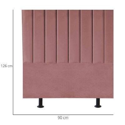 Cabeceira Estofada Cama Box Solteiro 90 Cm Esther Veludo E Frame Cor:rosé