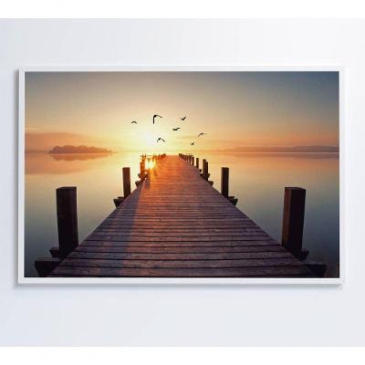Quadro Pássaros Voando No Pôr Do Sol Medidas 90x60 Cm Impressão Tecido Canvas