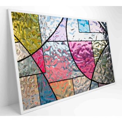 Quadro Vitral Geométrico Colorido Medidas 60x40 Cm Impressão Tecido Canvas