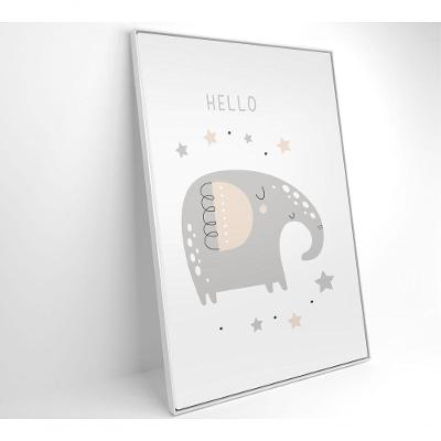 Quadro Infantil Hello Elefante Medidas 60x90 Cm Impressão Vidro Acrílico