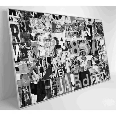 Quadro Colagem De Letras Em Preto E Branco Medidas 90x60 Cm Impressão Tecido Canvas
