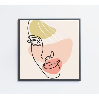 Quadro Feminino Silhueta Face Artística Contínua Medidas 60x60 Cm Impressão Tecido Canvas