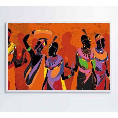 Quadro Mulheres Africanas Em Vestidos Coloridos Medidas 120x80 Cm Impressão Vidro Acrílico