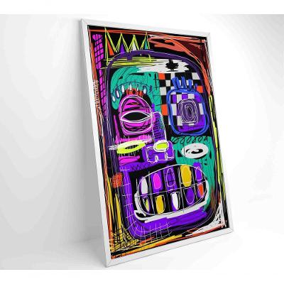 Quadro Ilustração De Rosto Abstrato Medidas 60x90 Cm Impressão Tecido Canvas