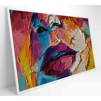 Quadro Pintura óleo De Rosto Feminino Medidas 60x40 Cm Impressão Vidro Acrílico