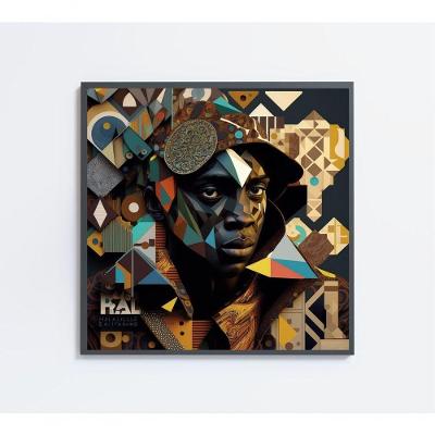 Quadro Ilustração Afro Ii Medidas 60x60 Cm Impressão Tecido Canvas