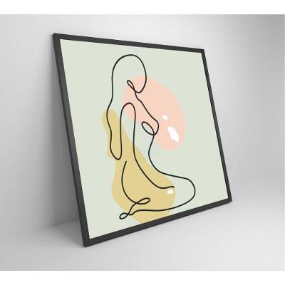 Quadro Feminino Silhueta Artística Contínua Medidas 40x40 Cm Impressão Vidro Acrílico