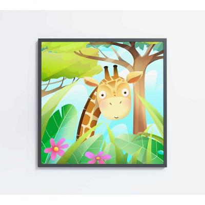 Quadro Infantil Girafa Medidas 40x40 Cm Impressão Vidro Acrílico